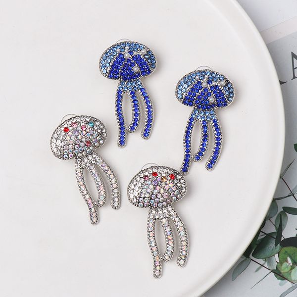 

new arrival rhodium cute crystal ocs drop earrings for women sea animal nice fine jewelry fishing ocs for kids, Silver