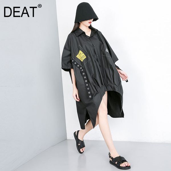 

deat] 2019 new spring summer lapel long sleeve black pattern printed irregular hem big size jacket women coat fashion tide jw07, Black;brown