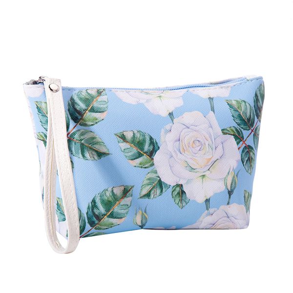 

new korean version spot printing cosmetic bag large capacity travel pu leather hand bag mouth red wholesale