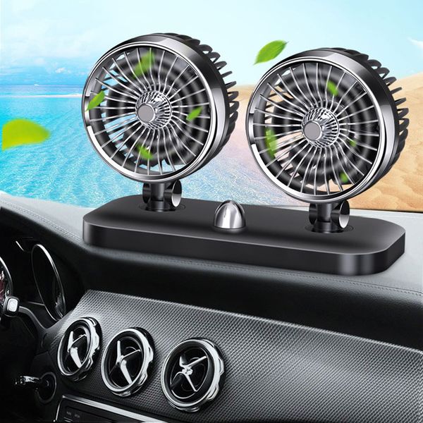 

dual head car fan electric 12v 24v 2 speed auto cooling air circulator fan portable auto air conditioner low noise