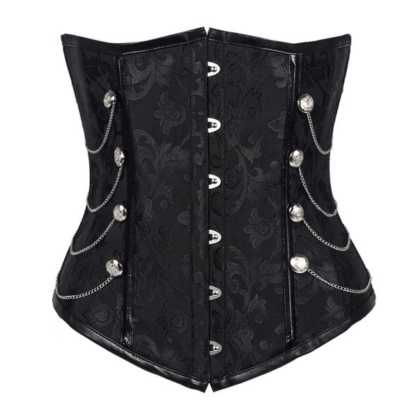 

corset women's corsets and bustiers overbust gothic strapless brocade clothing black color plus size s-2xl, Black;white