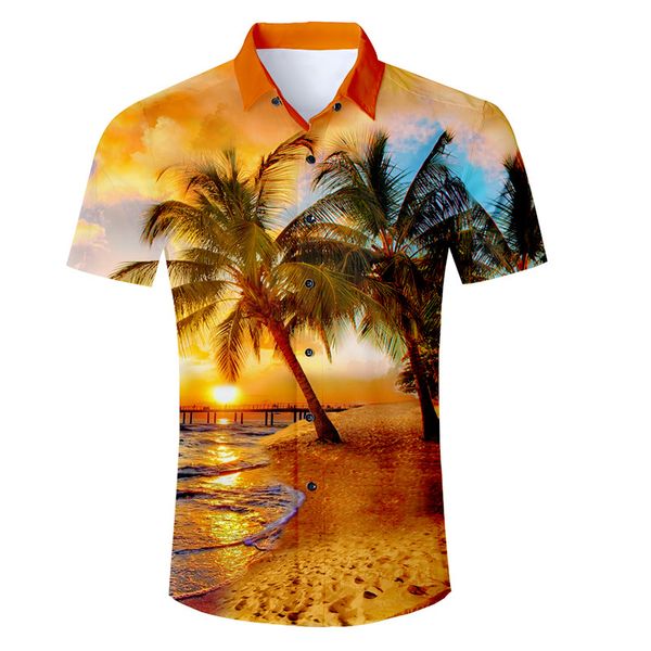 

2018 new men's short sleeve hawaiian shirt summer hc style plam tree men casual beach hawaii shirts fit slim male blouse, White;black