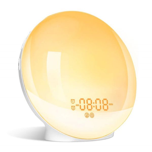 

alarm clock wake up lamp simulation of sunrise and sunset nature colorful night lamp and nature sounds fm radios