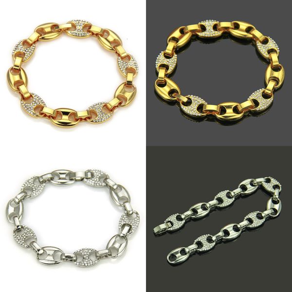 

hip-hop male ma'am bracelet diamond personality silver bracelet ornaments sell iced out eternity love luxury jewelry, Black