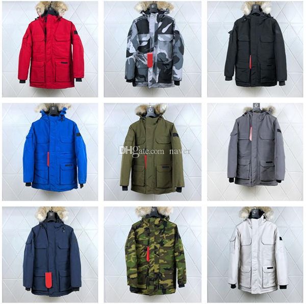 

новый стиль расслабление дизайнер куртки pbi экспедиция parka fusion fit мужчин зимние пальто вниз ветровки, Black