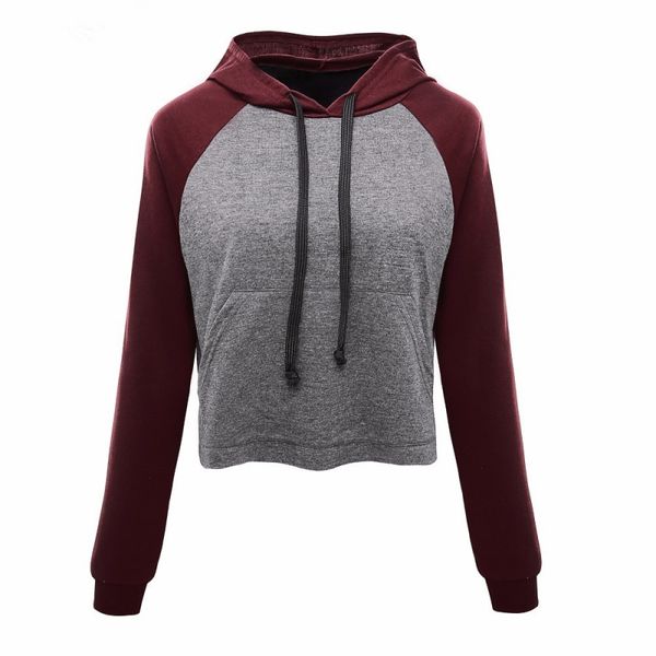 

fashion patchwork hoodie sweatshirt long sleeve women hoodies sweatshirts, Black