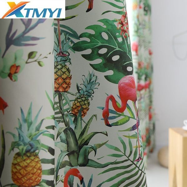 

tropical leaves cotton linen sheer curtains for living room window curtain bedroom kitchen curtains room divider