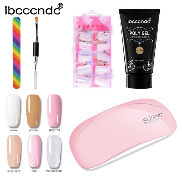 

usb nail lamp poly gel nail extension builder polygel kits false nails pusher set art poly gel set poligel for manicure