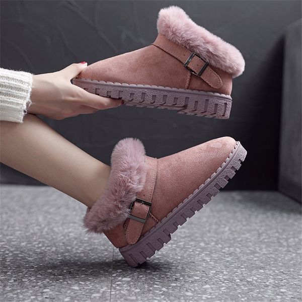 

hee grand winter women warm snow boots female slip on fur warm platform ankle boots plush flat shoes xwx7452, Black