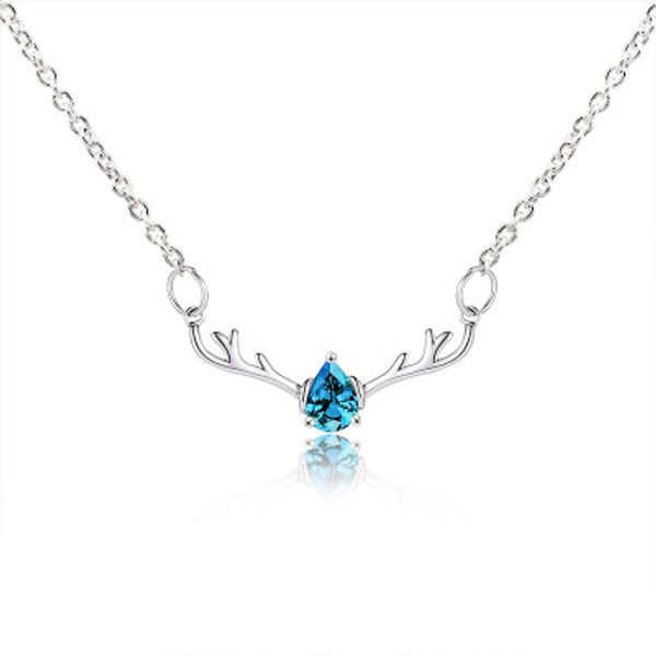 

new small fresh simple sweet antlers christmas necklace clavicle chain cute female short paragraph decoration, Silver