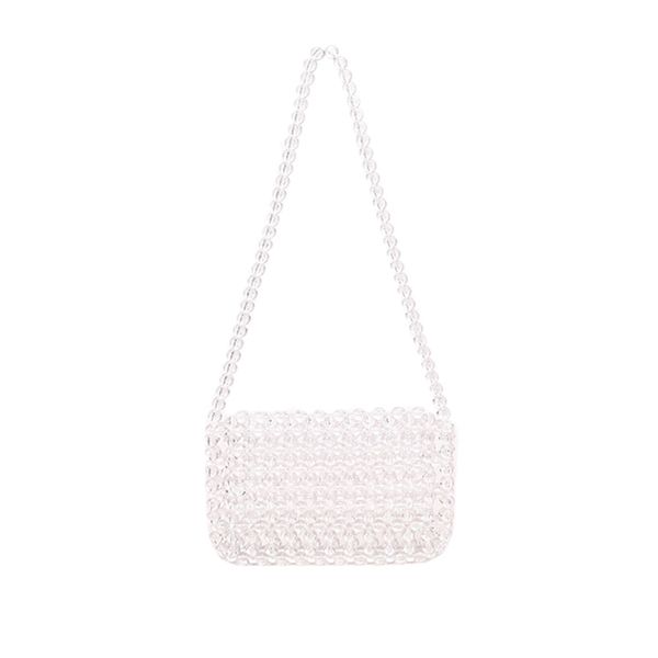 

handmade transparent beaded bag woven bag shoulder acrylic plastic slung shoulder bag(big transparent