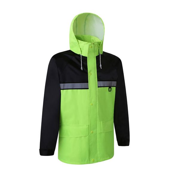 

high visibility traffic safety warning raincoat reflective rain suit hooded long sleeve jacket pants kit rainwear suit, Black;blue