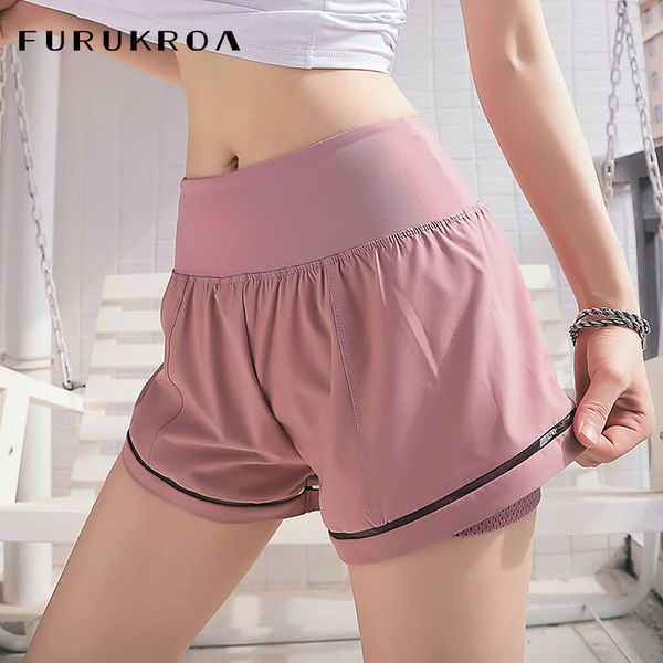 

women quick drying yoga double layer sport shorts outdoor sports fitness gym running workout shorts wear leggings x229b, White;black