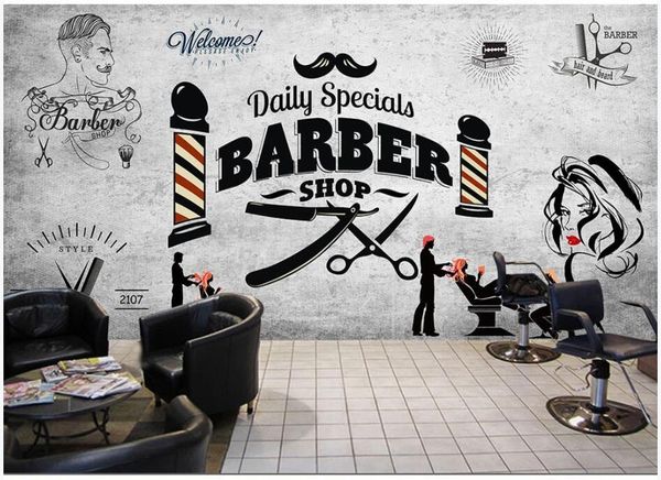 

wdbh 3d p wallpaper custom mural retro hair salon trend hairdressing beauty salon barber shop decor living room wall paper