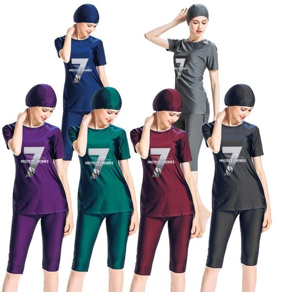 

modest muslim swimwear 2-pcs set hajib islamic swimsuit for women swim wear plus size 2 piece plus size swimwear