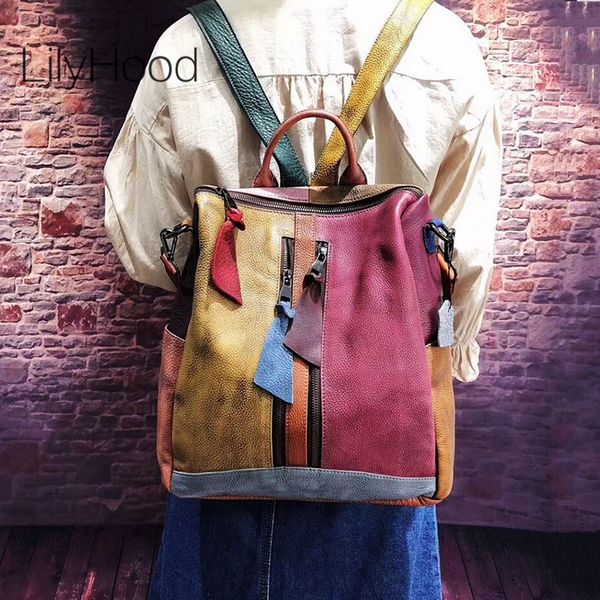 

cowhide leather backpack women casual genuine leather retro knapsack female vintage big capacity sling bag packsack