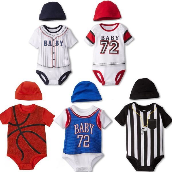 

baby active bodysuits summer cotton baby sport jumpsuit short sleeve o-neck basketball clothes 2 pieces roupas infantil, Blue