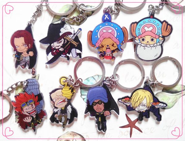 

1pcs anime anime one piece luffy nami roronoa zoro sanji pendants keychain keyrings key holder llavero, Silver