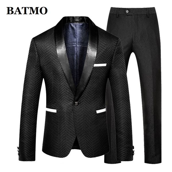 

batmo 2020 new arrival fashion black suits men,men's wedding dress suits, plus-size 90090, White;black