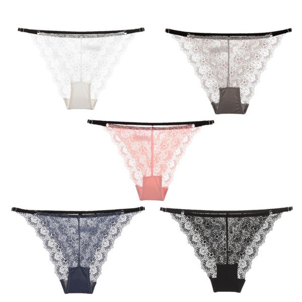 

Womens Designer Lace Panties Womens Hollow Underpants Women Sexy Perspective Panties Adjustable Thin Belt Sexy Underpants 5 colors