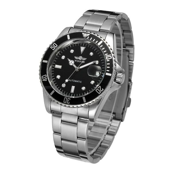 

men watch fully automatic easy wear casual durable round dial anti scratch clock wrist elegant mechanical pointer gift, Slivery;brown
