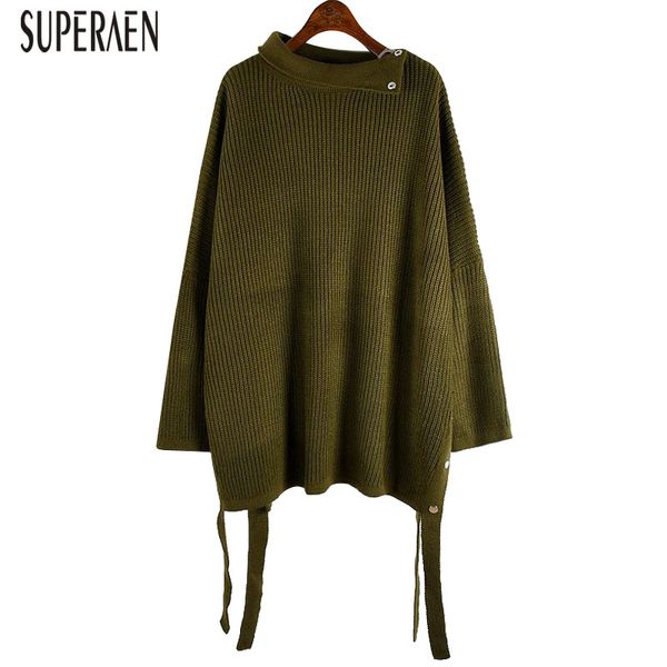 

superaen women pullovers sweater pluz size solid color wild casual autumn and winter new ladies sweaters 2019 turtleneck, White;black
