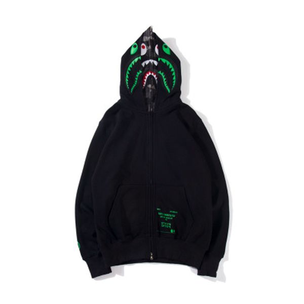 

19ssbape yellow bap a bathing a ape full zip shark head camo hoodie coat sweatshirt jacket, Black;red