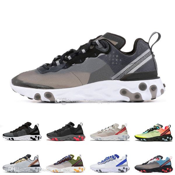 

react element 87 55 anthracite midnight navy men women running shoes game royal moss desert sand mens trainers sports designer sneakers, White;red