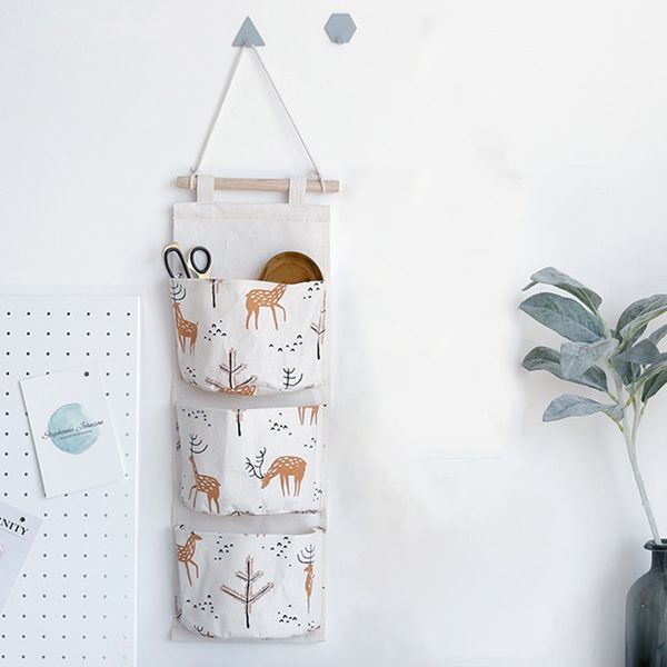 

3 pocket hanging storage bag wall mounted display storing jewelries remote control sticks crafts hanging bag