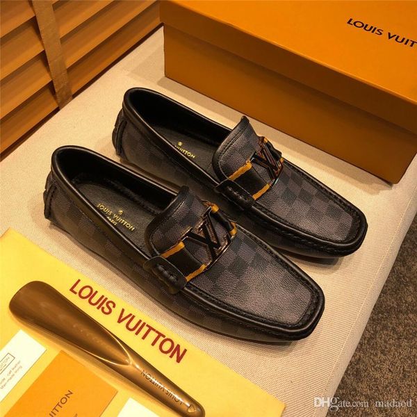 

21fw men casual shoes outdoor luxury brands genuine leather mens fashion loafers moccasins comfy breathable slip on driving shoes yeye2, Black