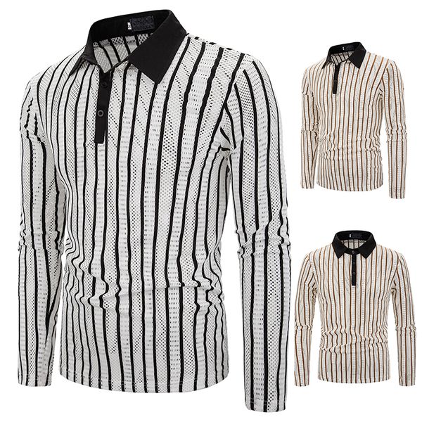 

men shirt 2019 summer men business casual breathable white striped long sleeve shirt pure cotton work clothes polos, White;black