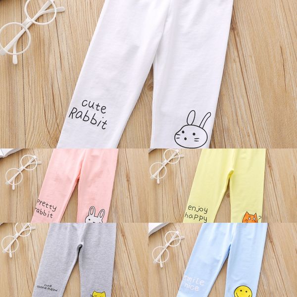 

1265 girls 1265 women's fashion 2020 tide 2020 summer cartoon printed slim pants children's baby go out capri pants tide, Blue