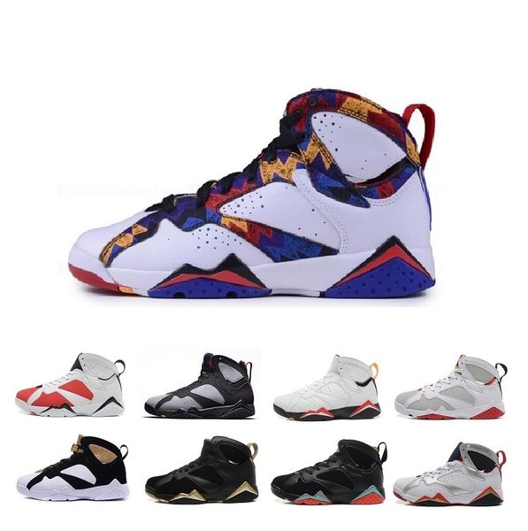 

7 7s men women basketball shoes raptor hares bordeaux olympic easter eggs french blue ice blue raptro charcoal blue j7 sneakers, Black