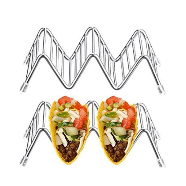 

business fashion crystal wave shape stainless steel taco holder display holders kitchen food rack shell home decor