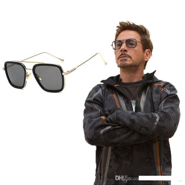 

личность квадрат металлический каркас ультрафиолетостойкий солнцезащитные очки мстители железный человек серый очки мужской мода лето ювелир, White;black