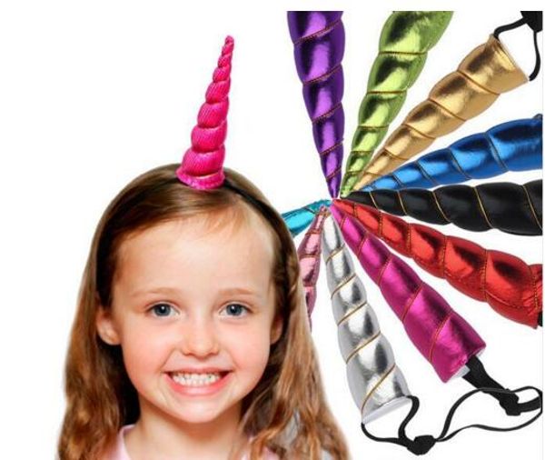 Faixa de cabelo com chifres de unicórnio para a cabeça, faixa de cabelo colorida, acessórios de cabelo para crianças, festa de aniversário, presente 50 pçs/lote GA172