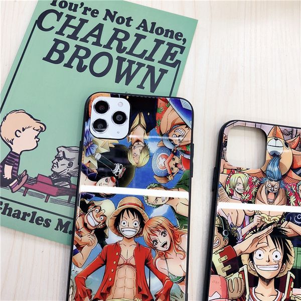 

luxury designer one piece luffy tempered glass case for iphone 6 6s 7 8 plus 11 pro x xr xs max pro cover