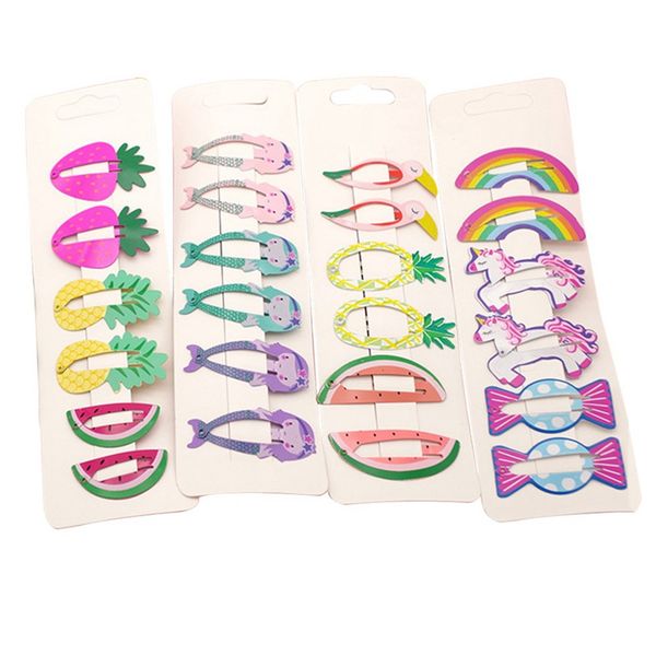 

1set small fresh hair clips colorful girl fruit animal hairpin cute clip baby children girls accessories, Slivery;white