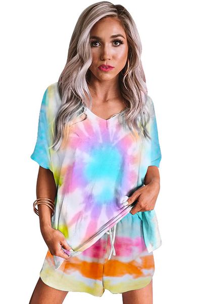 

dhl for pajamas tiedye for femme crew neck tie dye pajama short sets have a day shirt tie dye solar green new popular, Blue;gray