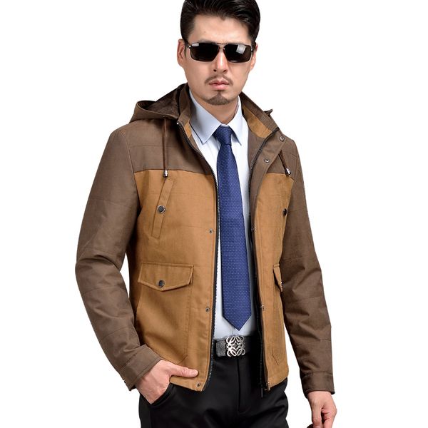 

casual autumn jacket men hood mens cotton jackets hooded spring coat thin casaco masculino inverno 2018 new m-4xl, Black;brown