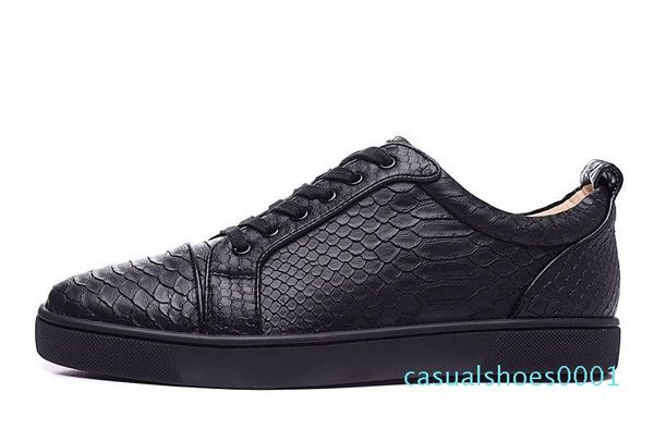 

mens womens low snakeskin red bottom flat casual luxury shoes for men women brand new comfort designer skate sneakers ac01, Black