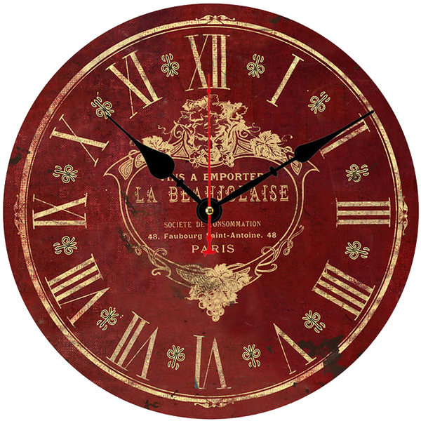 

rihe red roman numerals silent decorative wooden cardboard wall clocks for living room, wall clock for arabic numbers