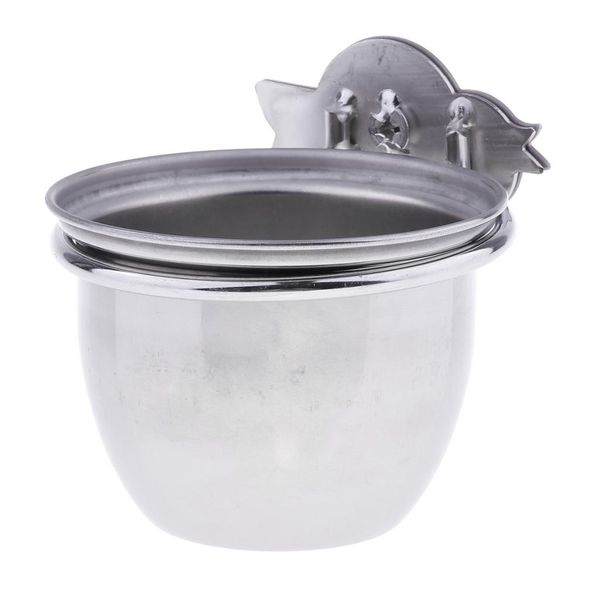 

bird feeding cups cage hanging stainless steel bowl with clamp for parrots