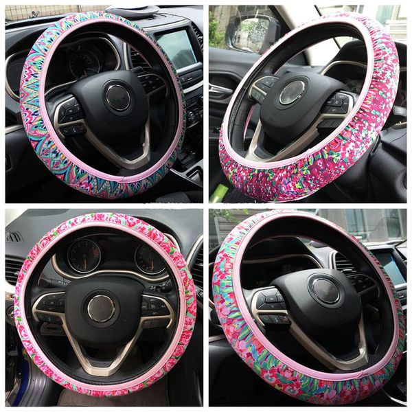 

lilly pulitzer sunflower pattern car steering wheel cover neoprene car steering sleeves compact car decoration party favor dropshipping