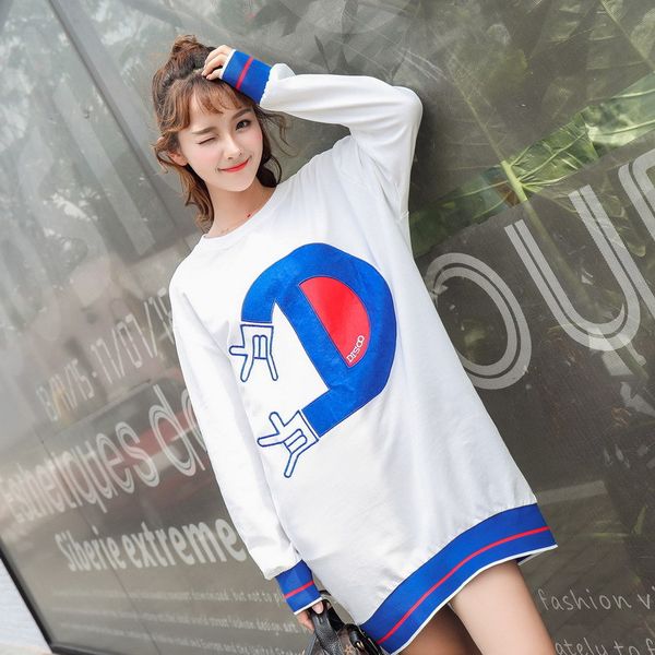 

2019 fashion women long sleeve letter d print sweatshirt autumn winter black white pullover hoodies m 2xl ladies casual coat