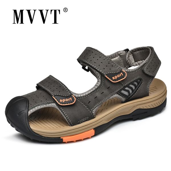 

genuine leather casual sandals men hand-made summer beach sandals outdoor, Black