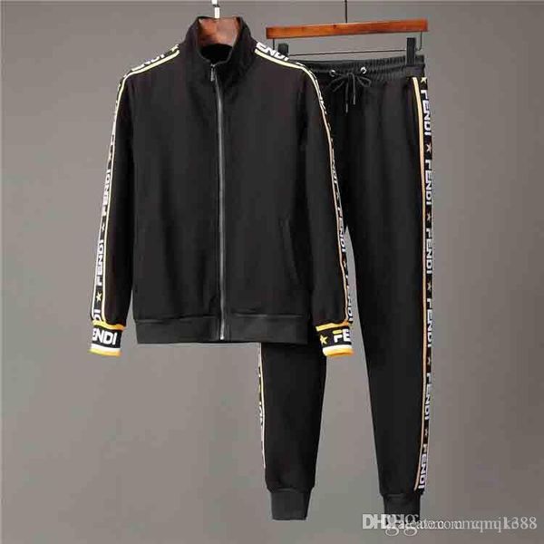 

2020 tracksuit men brand sweat suits see autumn mens luxury tracksuits jogger suits jacket pants sets sporting suit print men cotton, Gray