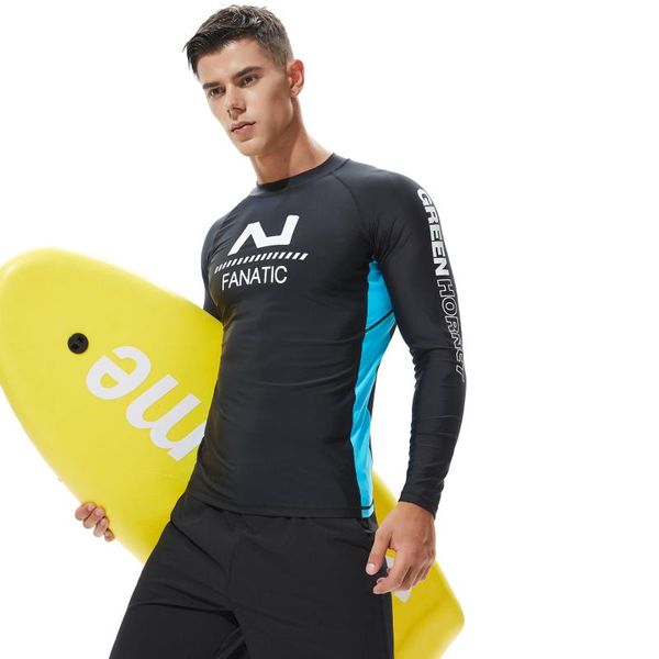 

2020 surfing suit sports fitness swimsuit submarine quick diy long sleeve shorts rash guard set sportswear letter fashion men
