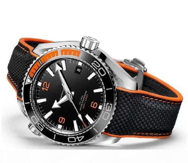 

professional 600m james bond 007 watch master co-axial automatic movment stainless canvas strap sport mens watches wristwatches, Slivery;brown