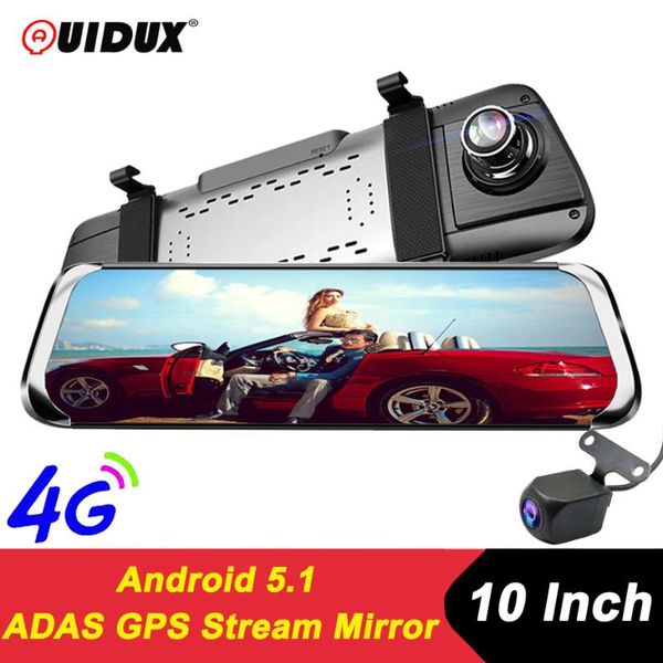 

quidux adas 4g 10 inch ips car dvr camera mirror dash cam video recorder full hd 1920x1080 rear view mirror android os wifi gps